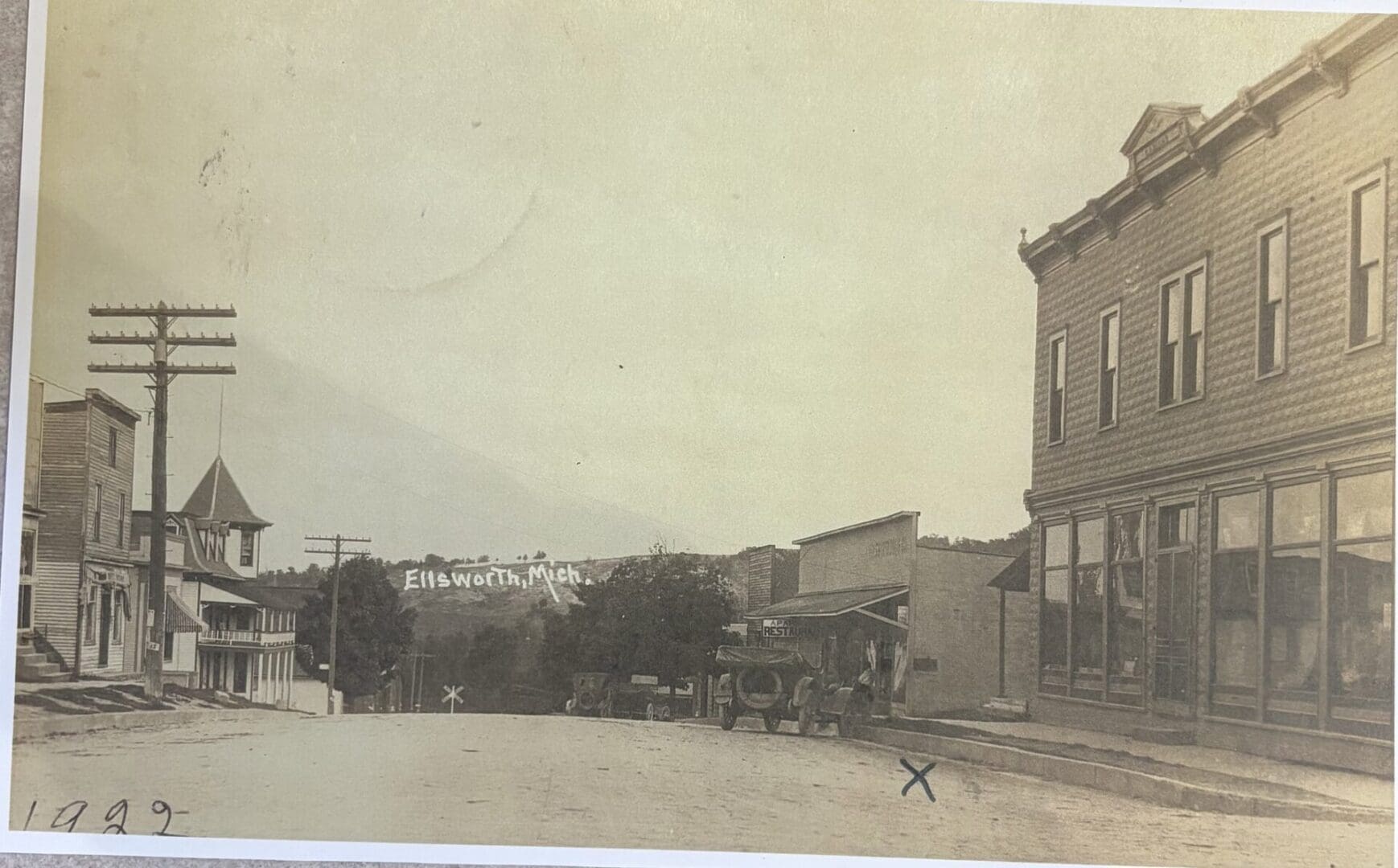 1929 view of Ellsworth from 4 corners